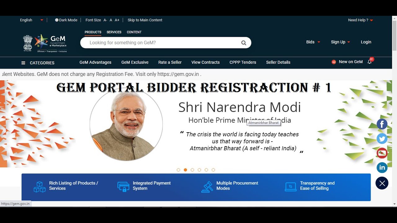 GEM Portal Bidder Registration part#1