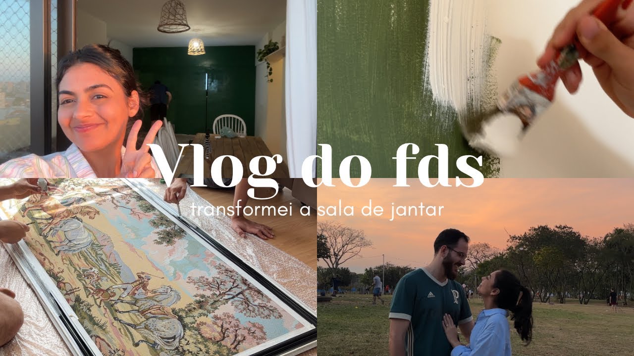 Pintando a parede da sala, transformando um quadro garimpado, tarde no parque …