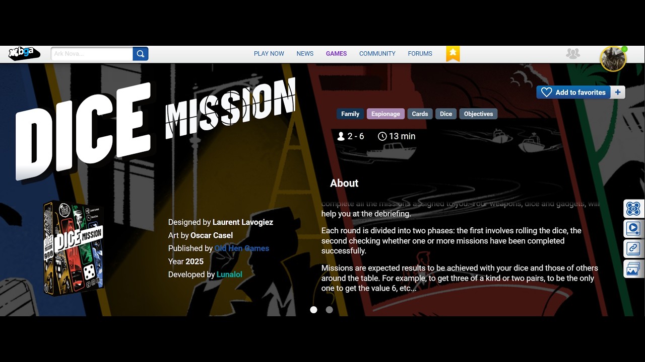 DICE MISSION New Game on BGA Two Handed Playthrough Learning Game