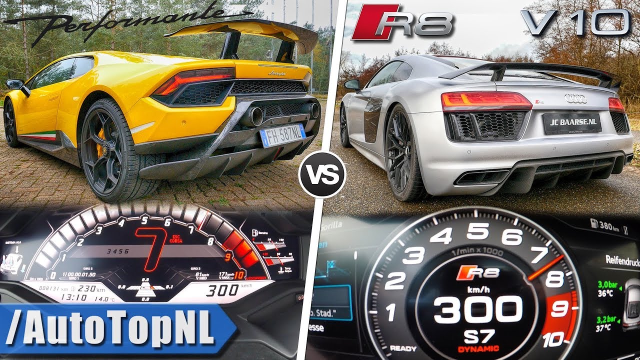 Audi R8 V10 Plus vs Lamborghini Huracan Performante | 0-300km/h ACCELERATION & AUTOBAHN by AutoTopNL