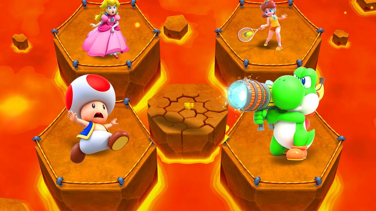 Mario Party Island Tour - All Lucky Minigames - Toad vs Yoshi vs Peach vs Daisy