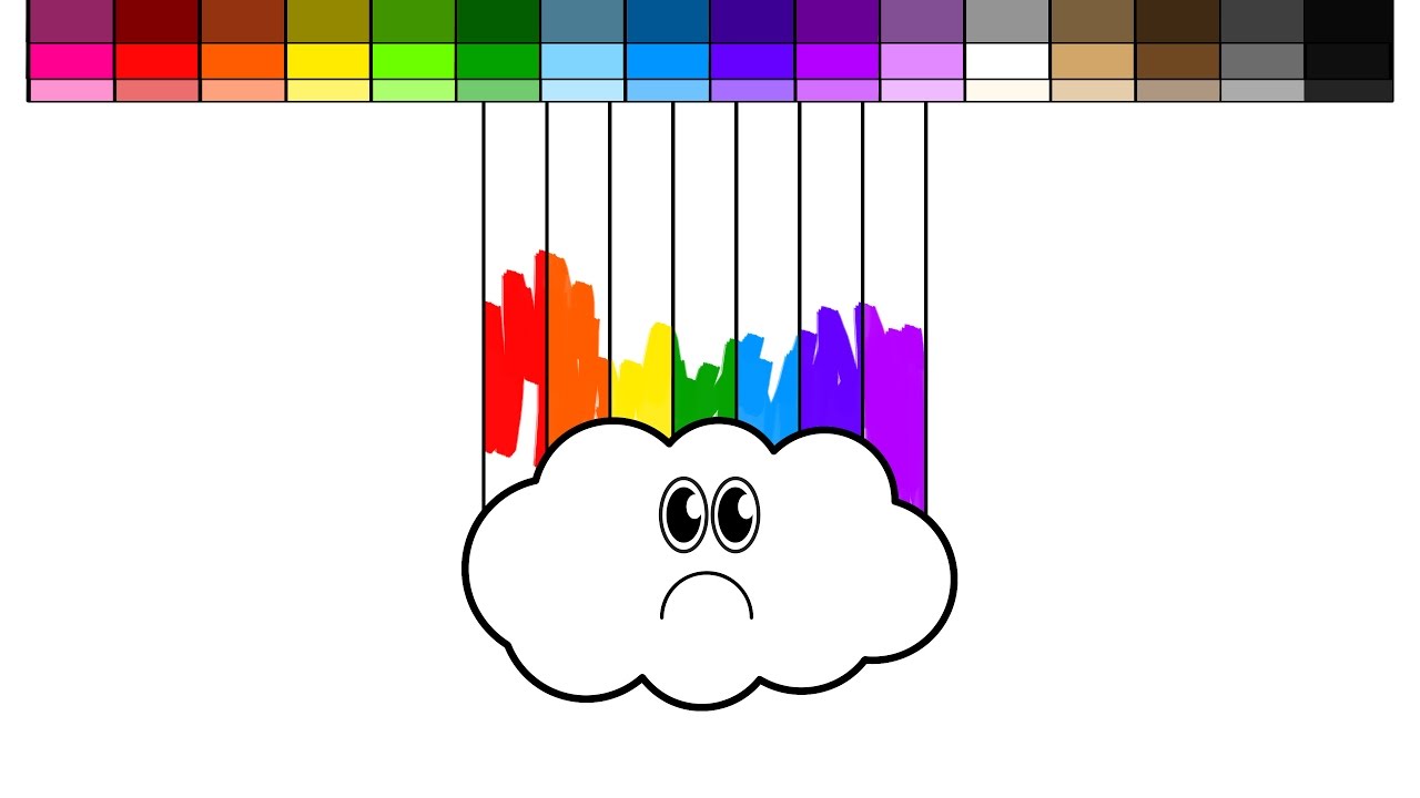 Learn Colors for Kids and Color Sad Cloud Coloring Page