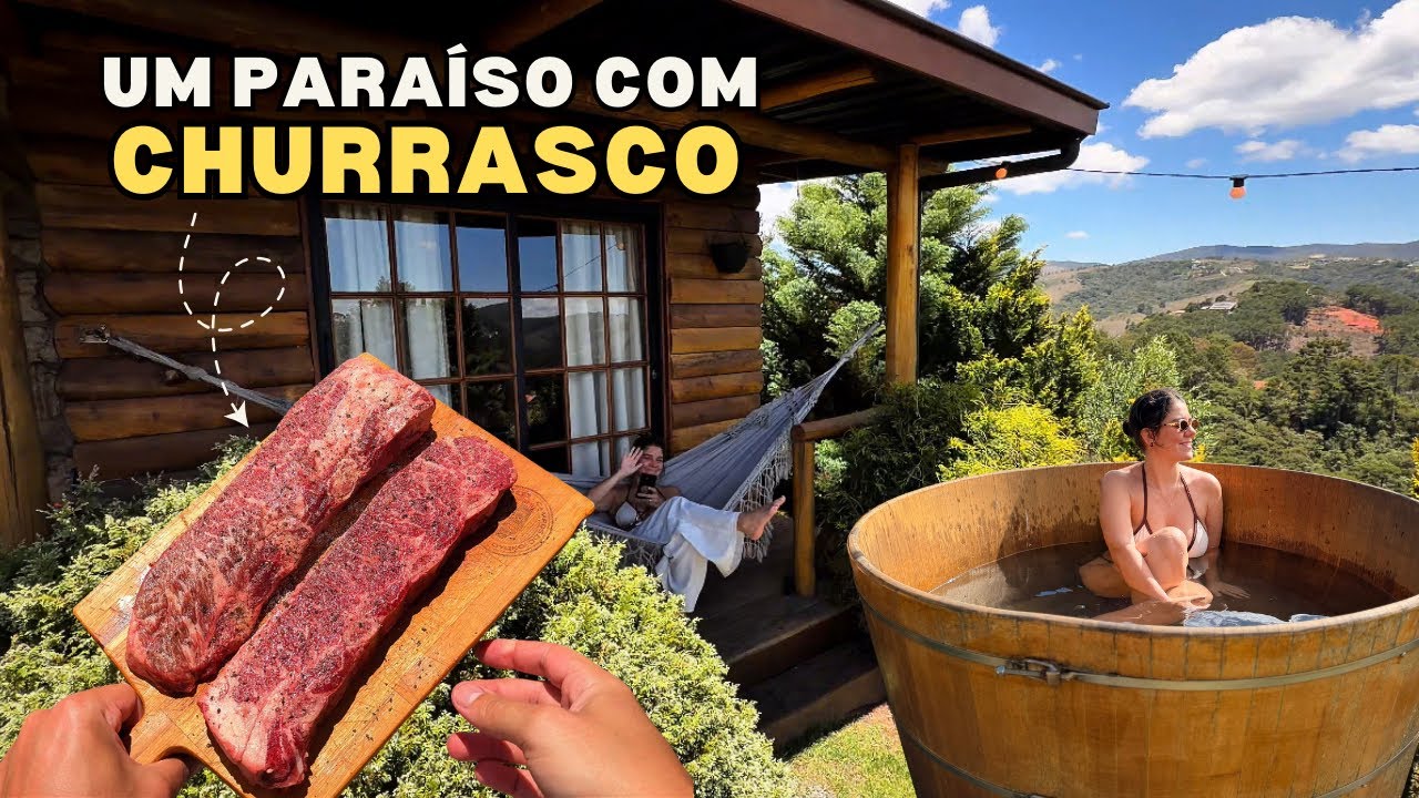 CHURRASCO P/ 2 PESSOAS em uma CABANA isolada na NATUREZA | Fettuccine Alfredo e Molho Poivre 