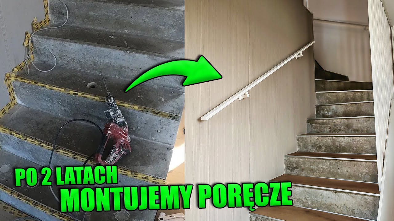 Montuje poręcze, które sam zaprojektowałem. Wreszcie wykończyłem schody.