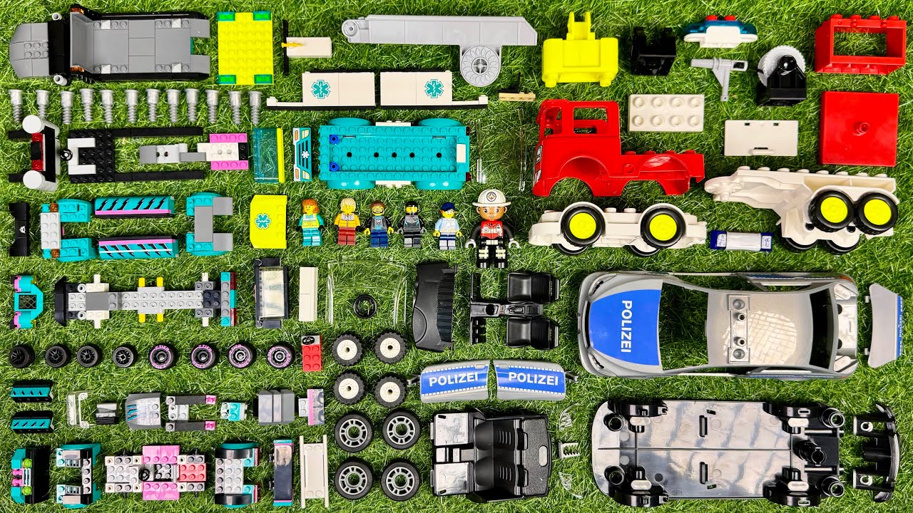 Merakit Mainan | Mobil-mobilan Polisi, Ambulans, Truk Pemadam, Truk Towing