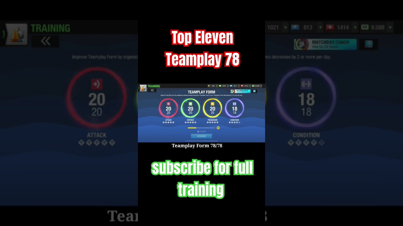 Top Eleven training: Teamplay Form 78/78