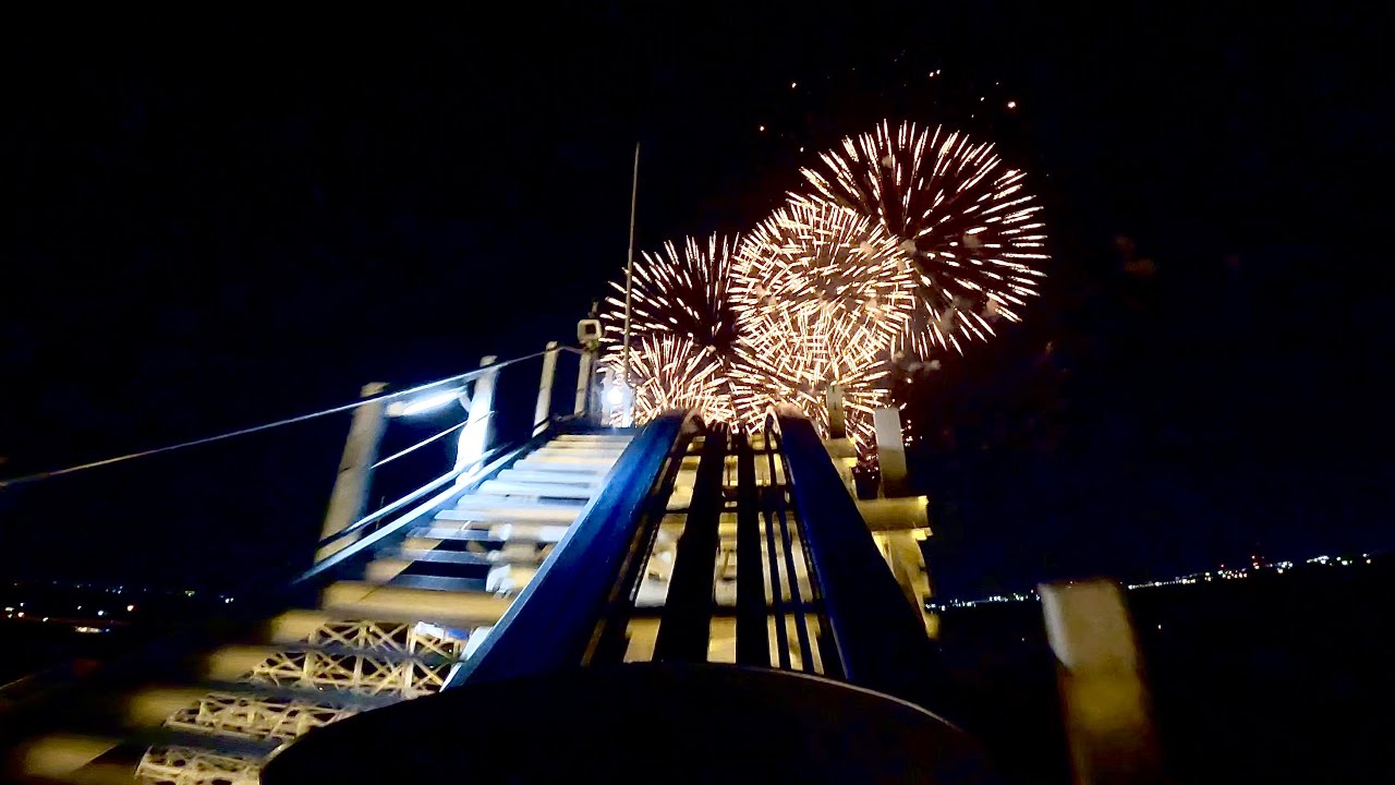 【世界初公開】 日本一の花火ジェットコースター！ ハイブリッドコースター白鯨 on-ride POV (乗車映像) / ナガシマスパーランド