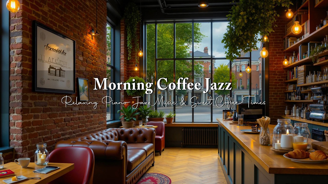 Morning Spring Jazz at Cozy Coffee Shop Ambience ☕ Relaxing Jazz Piano for Work, Focus and Study