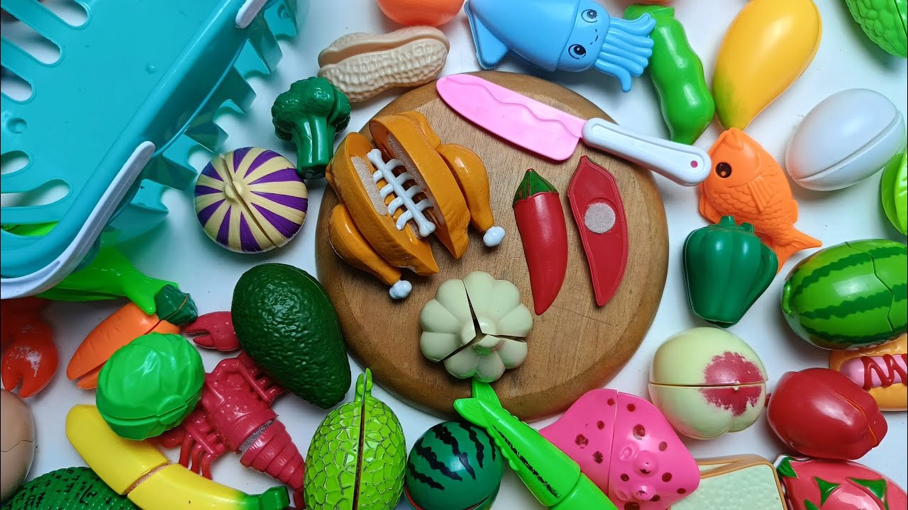Satisfying Asmr Cuts Fruit, Vegetables, Sea  nimals, There are Chili, Chicken, Garlic | Video #277