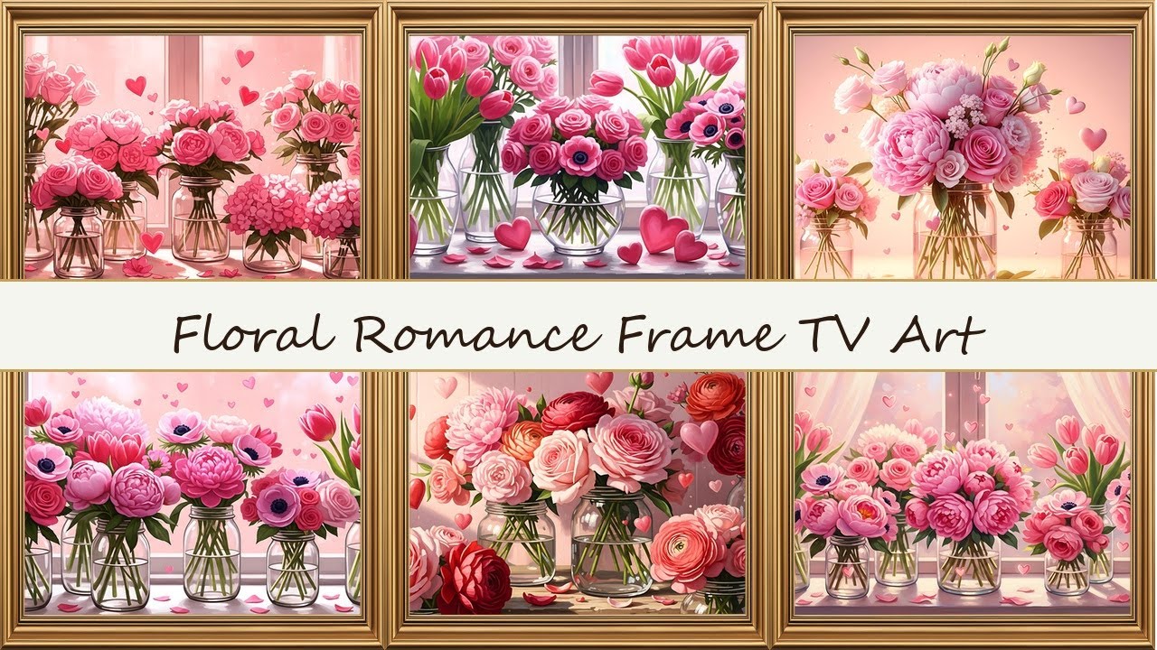 Valentine’s Day Floral TV Screensaver |  Ambient Art 4K Romantic Pink Blossoms & Hearts