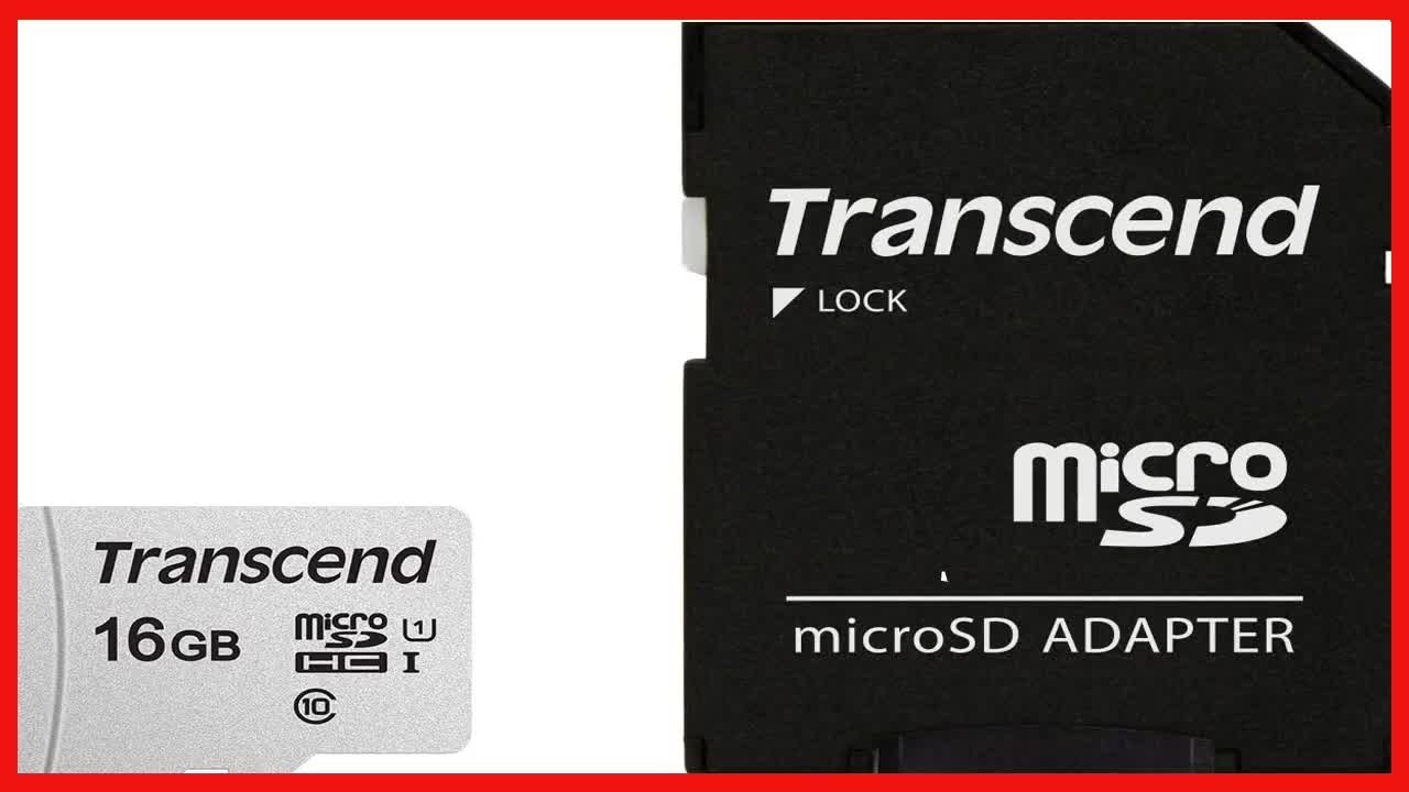 Transcend TS16GUSD300S AE 16GB UHS I U1 MicroSD Memory Card with Adapter