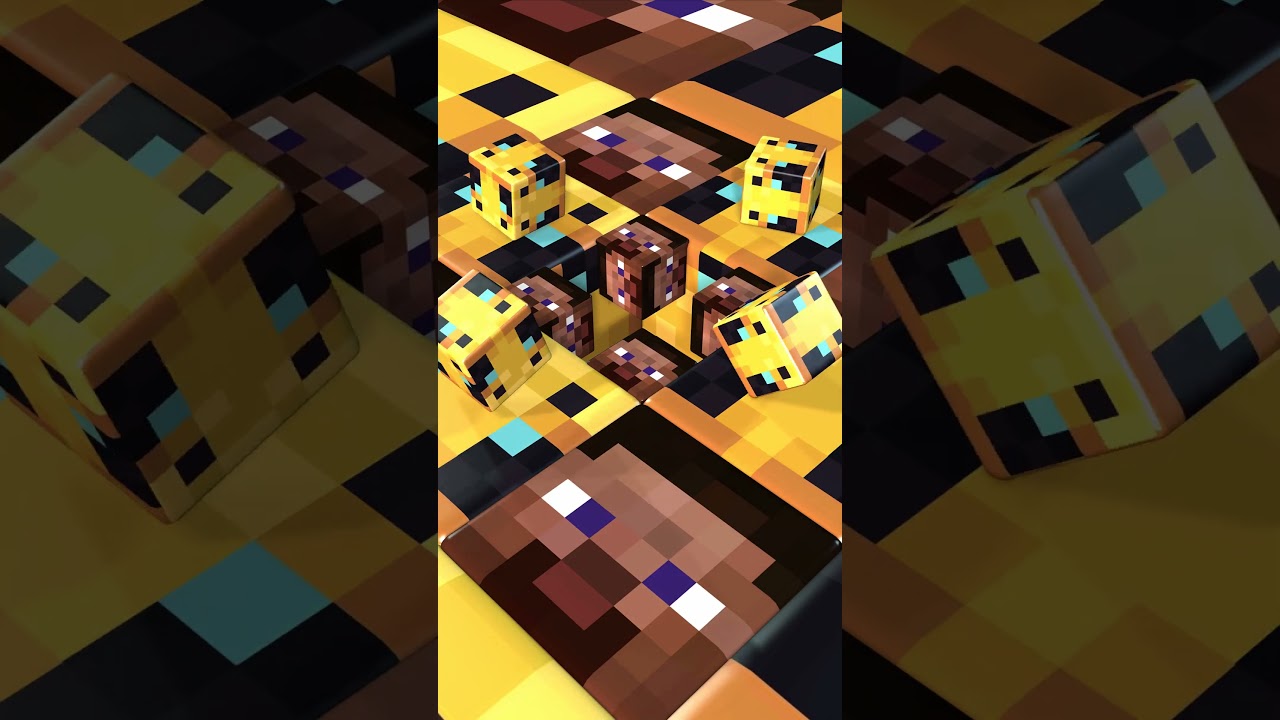 Minecraft steve and bee cube rolling #minecraft