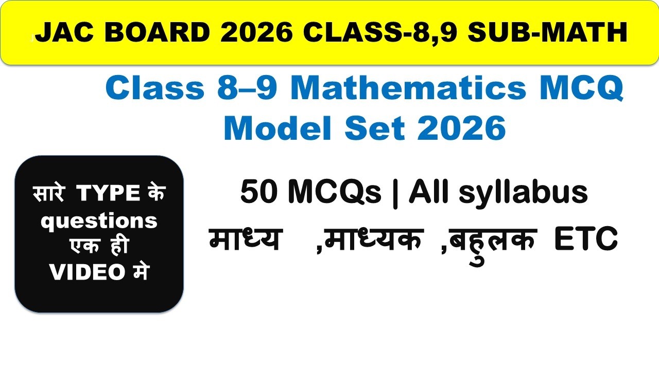 Class 8–9 Maths MCQs PPT | 50 Slides Model Question Set | All Formulas & Easy Problems