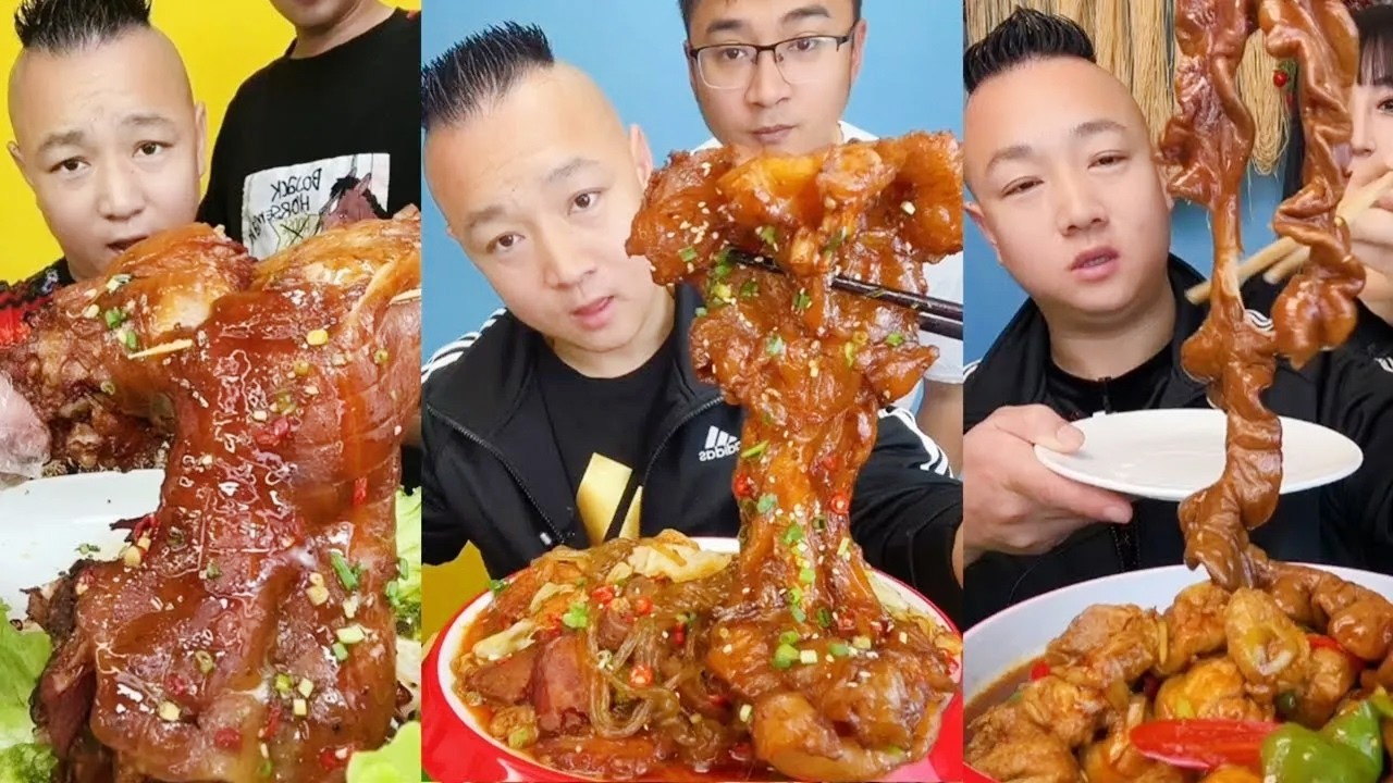 ASMR MUKBANG丨BRAISED PORK BELLY丨PORK BELLY丨ELBOW LEATHER