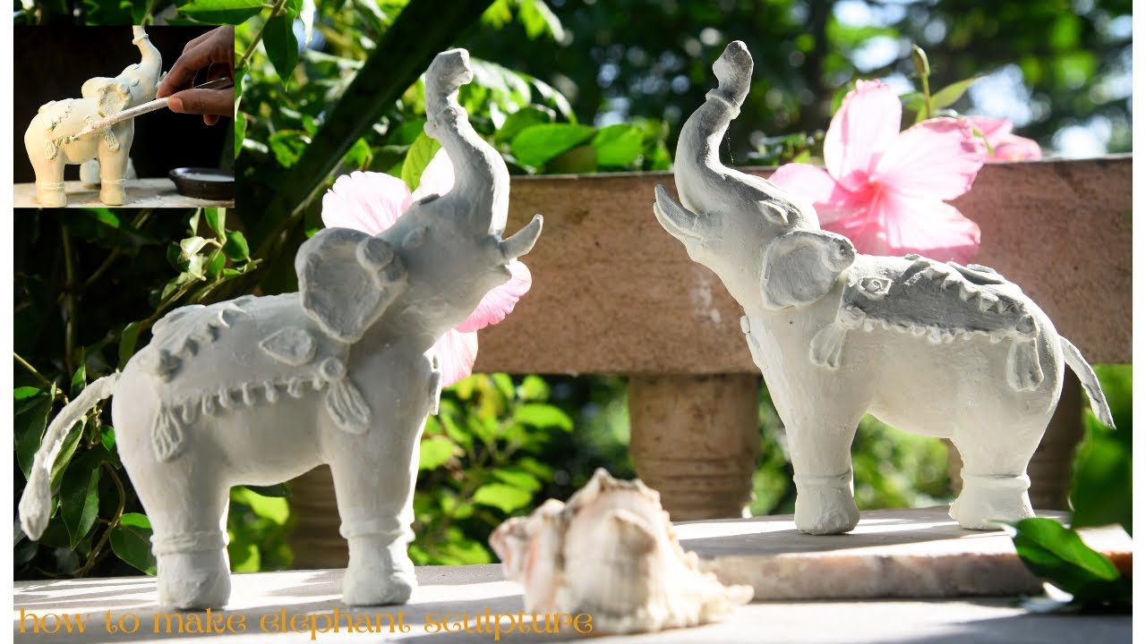 how to make elephant sculpture with plaster paris & white cement 2022