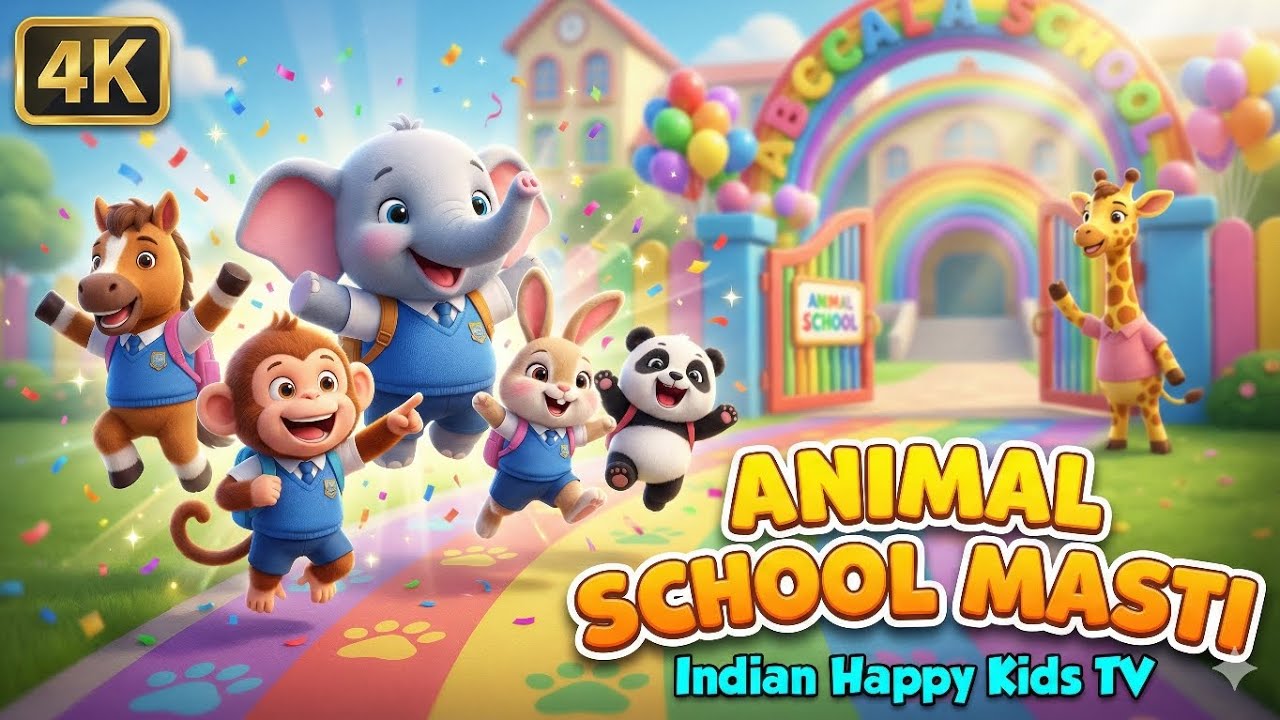 Animal school masti | animal City | indian Happy Kids TV | new kids nursery rhyme | Hindi rhymes 