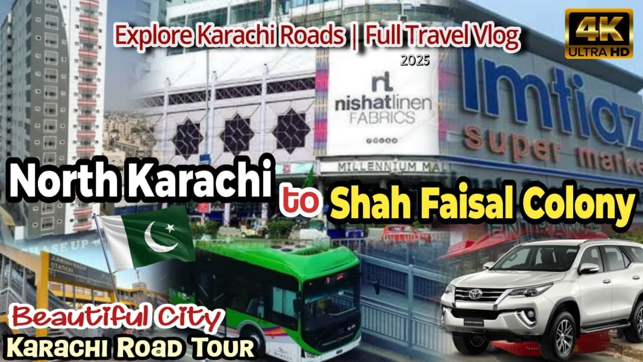 Karachi Morning Road Trip 2025 | North Karachi to Shah Faisal Colony | 4K Ultra HD City Vlog