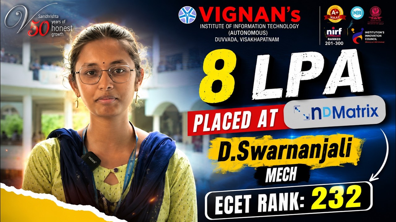 🔥 MECH Student Bags 8 LPA Placement at nDMatrix 🚀| D. Swarnanjali Success Story | VIIT Visakhapatnam