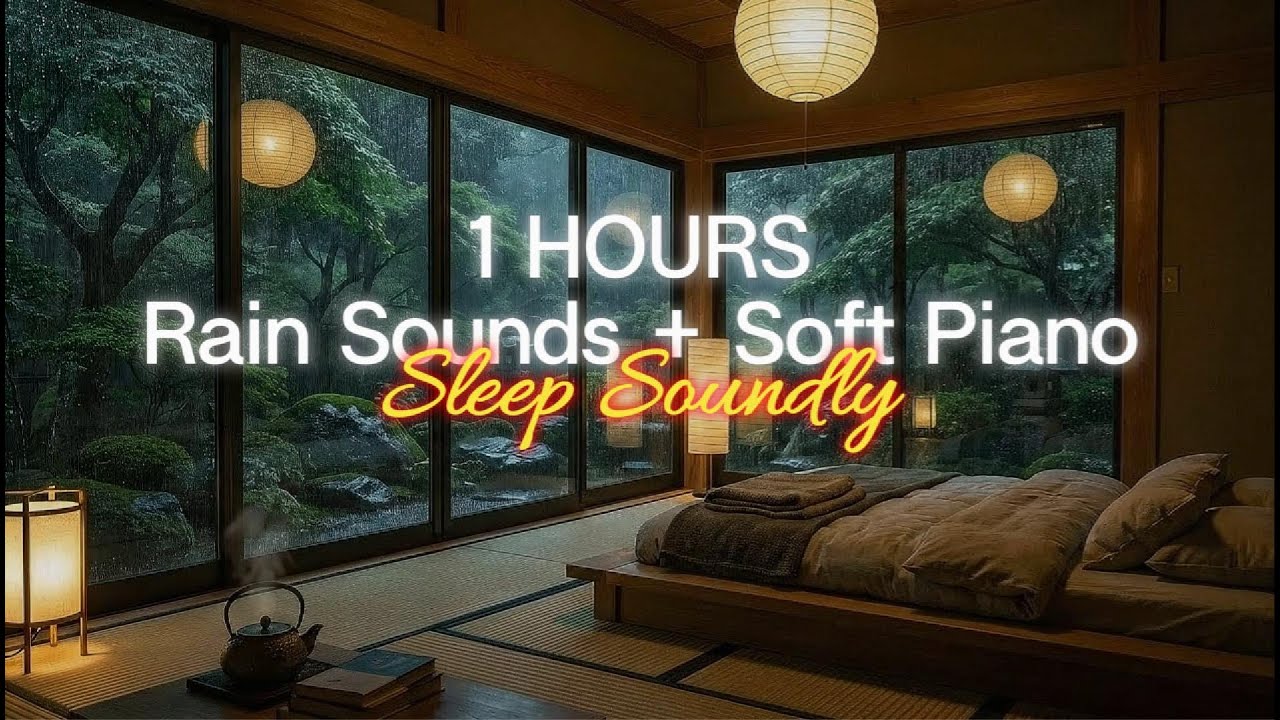 1 Hour Rain Sounds + Soft Piano 🌧️ Deep Sleep, Relax & Calm Mind
