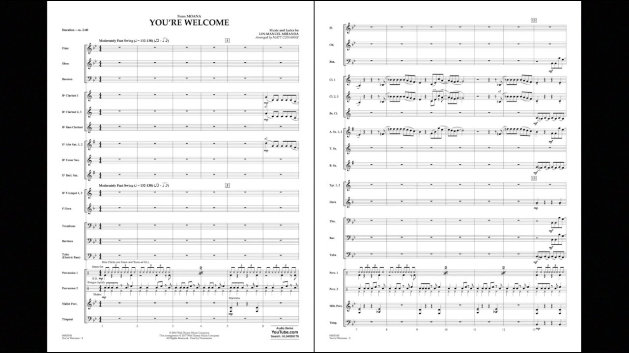 You're Welcome (from Moana) by Lin-Manuel Miranda/arr. Matt Conaway
