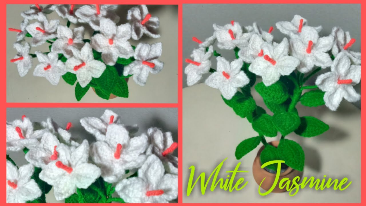 White Jasmine woolen flower#woolen art and craft#Handmade creations