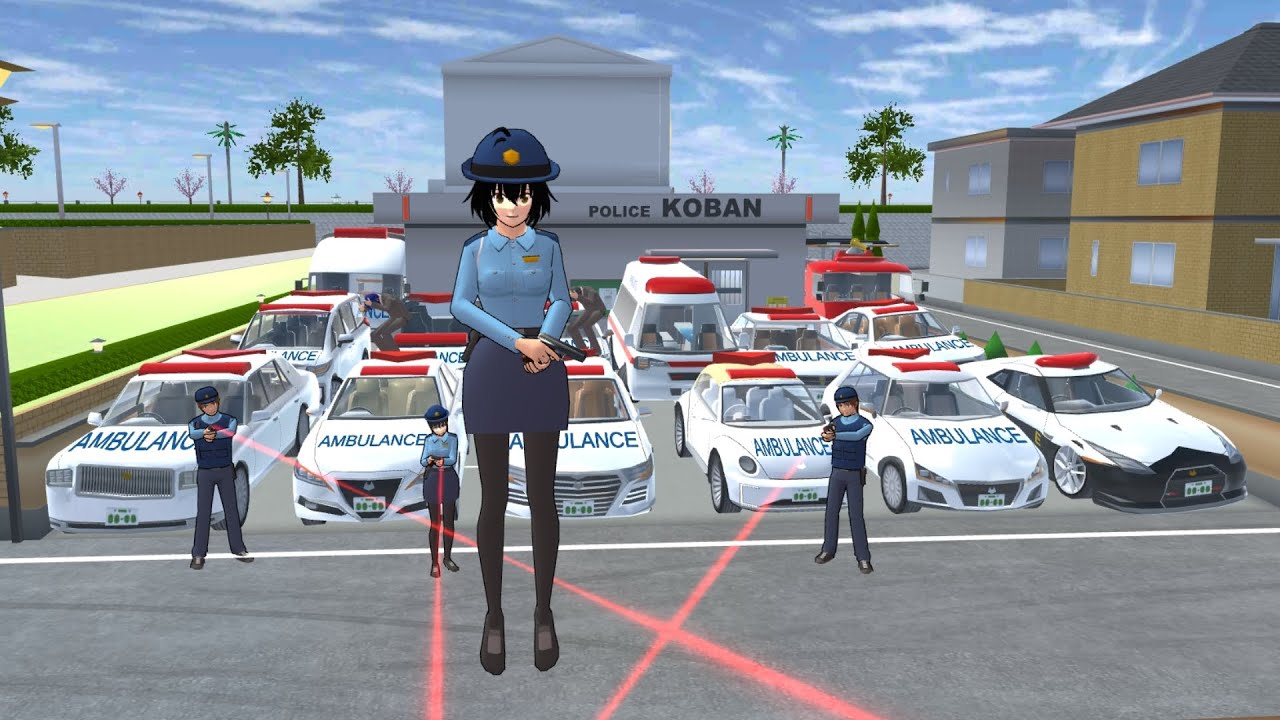 Collection all of ambulance cars 🚓🚔 at Police Station part 1 SAKURA School Simulator
