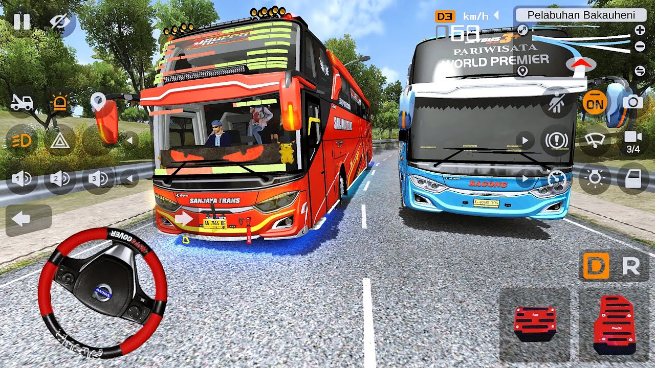 Bus Mahesa Sanjaya Trans Oleng Nyalip Bagong Full Basuri Monitor