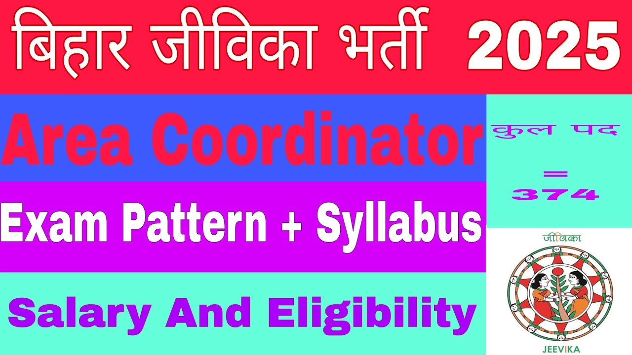 Bihar Jeevika Vacancy 2025 | Area Coordinator | Exam Pattern & Date + Salary Details | Latest Update