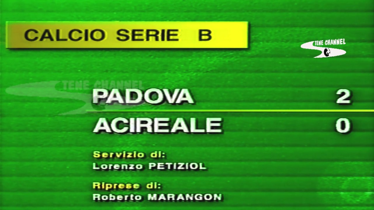 PADOVA-ACIREALE 2-0 SERIE B GARA DEL 6 MARZO 1994 DOPPIETTA DI NANU GALDERISI SERVIZIO DI FUORIGIOCO