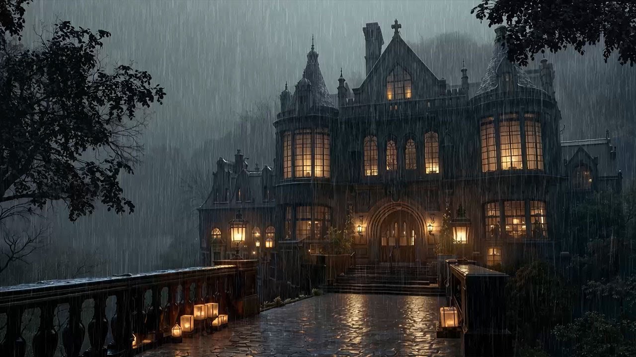 Lonely Rain Gothic Estate at Night | Dark Academia Music for Reading, Writing & Quiet Focus