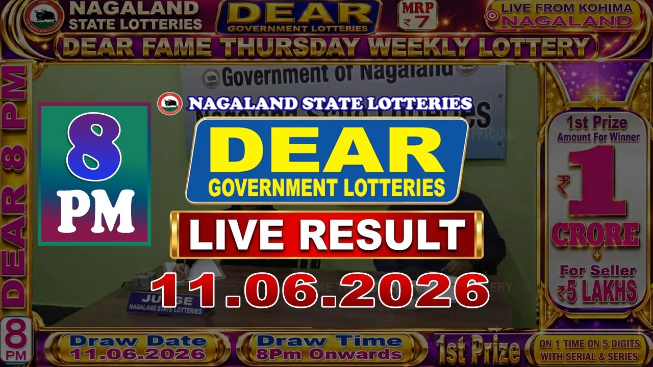 LOTTERY LIVE DEAR 8 PM 11.06.2026 NAGALAND STATE LOTTERY LIVE DRAW LOTTERY SAMBAD LIVE FROM KOHIMA