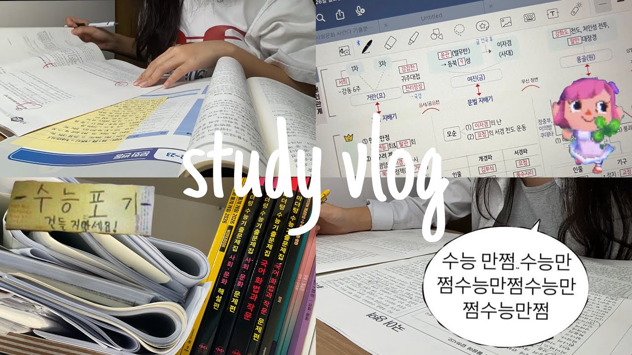 수능 반나절 남은 고3 공부 브이로그📝💥 | 07 | 최저러 | 갓생 | 무채색 브이로그 | 수시 | 정시 | 수능 브이로그 | 혜윰 모의고사 | study vlog