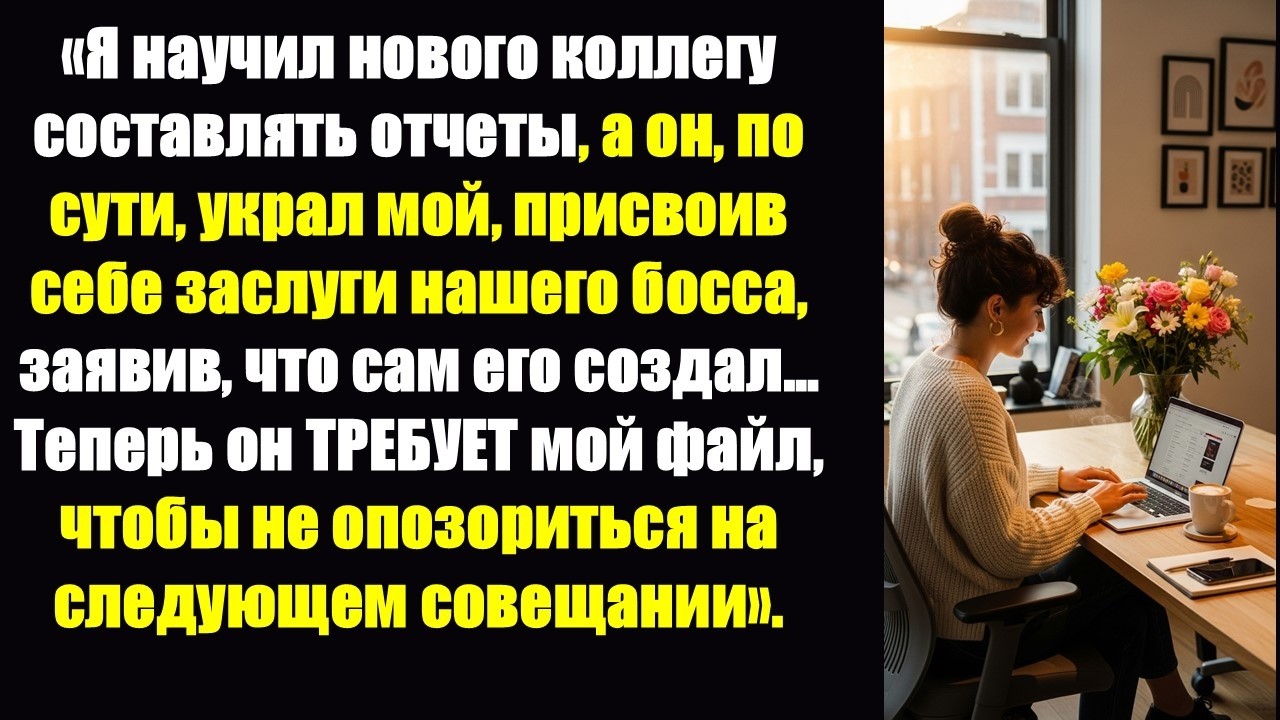 Коллега выдал мой отчёт за свой и теперь требует, чтобы я отправила ему своё дело, чтобы он не...