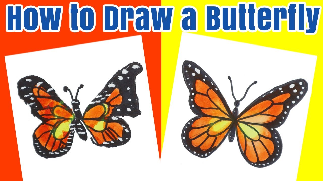 How to Draw and Paint a Monarch Butterfly Easy Watercolor Tutorial for Kids