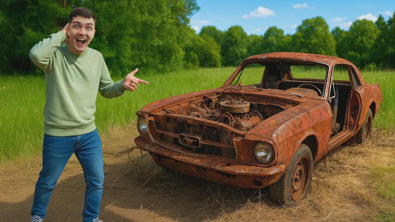 숲에서 발견한 폐차, 직접 살려봅니다! 혹시 이 차가 머스탱?