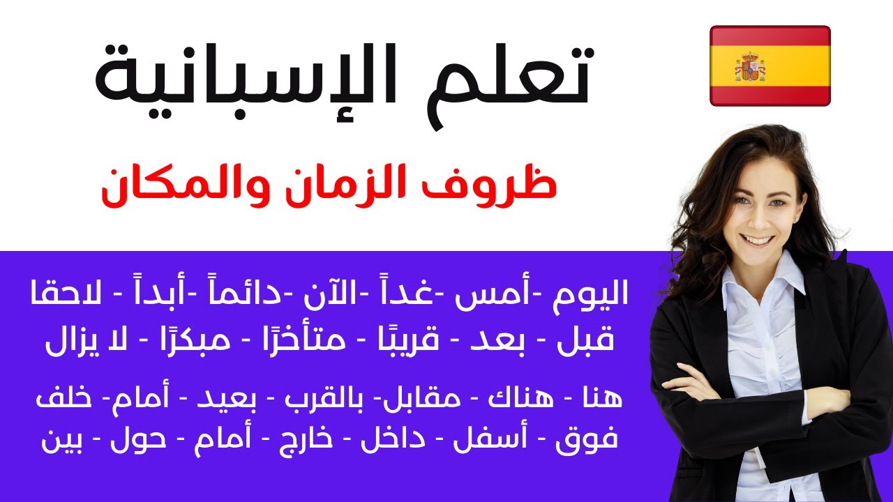 كورس تعلم الإسبانية  للمبتدئين, حرف الجر,الزمان والمكان في الإسبانية     Adverbios de Tiempo, Lugar