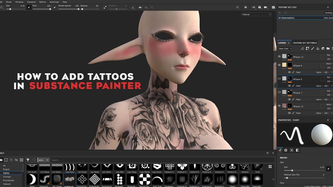 How to add tattoos in substance painter / Tattoo painting