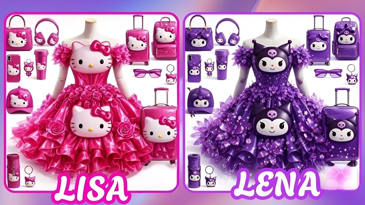 Lisa Or Lena Sanrio Edition Hello Kitty 🩷 Vs Kuromi 💜 Random Supplies #kuromi #hellokitty #sanrio