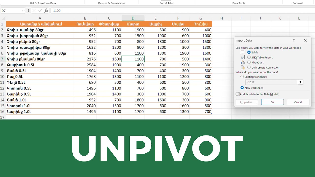 MS Excel - Power query. Unpivot