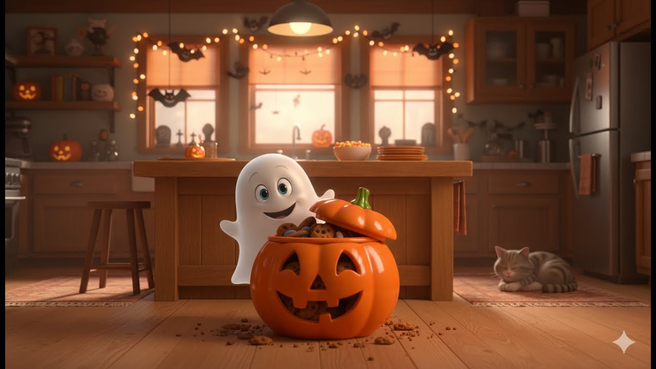 Duszek Łakomczuszek 👻 | Wesoła Piosenka Halloweenowa dla Dzieci | Bajkowy Utw&oacute;r 3D