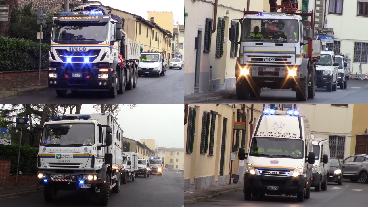 ALLUVIONE TOSCANA ARRIVO COLONNA MOBILE + DEFENDER IN PNEUMATICA (Campi Bisenzio)
