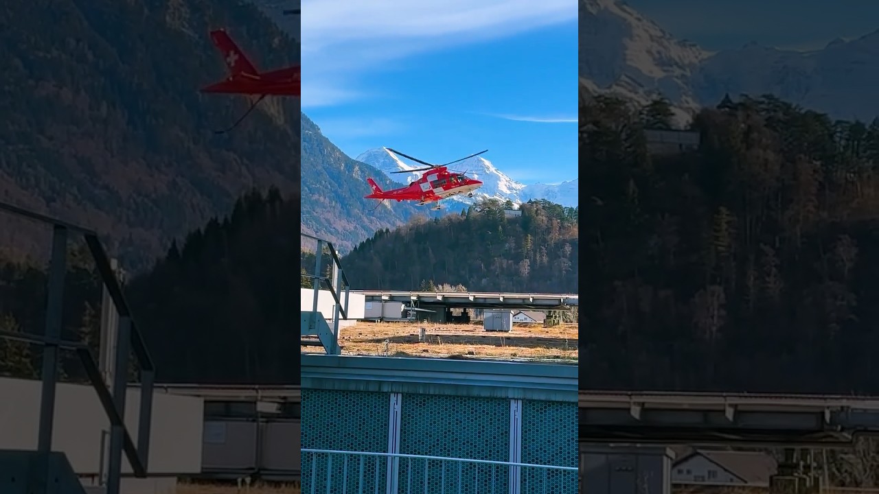 Rega HB-ZRX Landung im Spital Interlaken