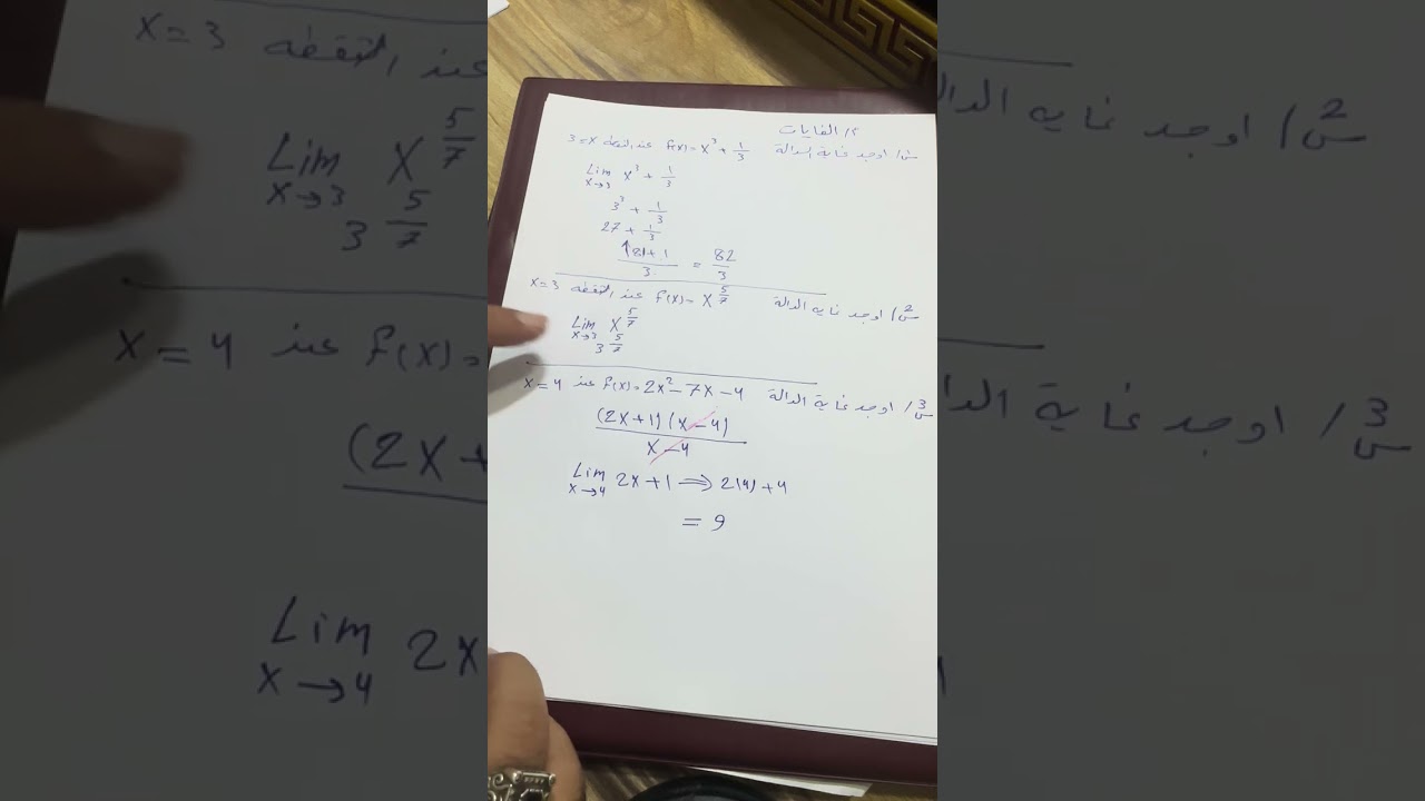 الرياضيات (الغايات ) غاية الدالة / ادارة اعمال مرحلة اولى