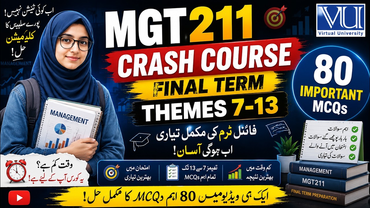 MGT211 Final Term 2026 | 80 Most Important MCQs | Themes 7&ndash;13 | VU Crash Course