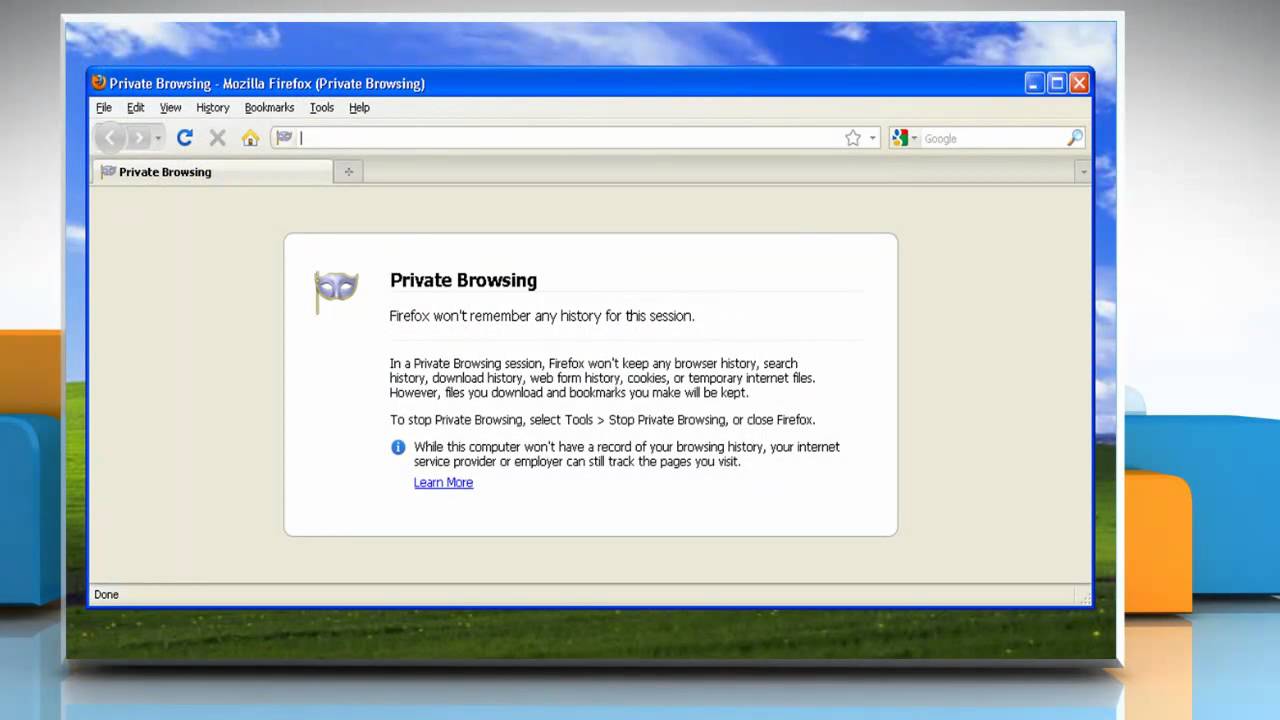 How to turn off Private Browsing in Mozilla&reg; Firefox on a Windows&reg; XP-based PC?