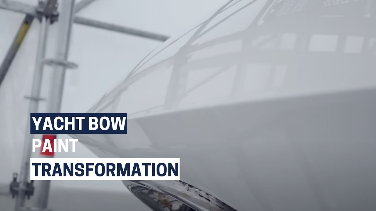 Yacht Bow Paint Transformation on a 75m M/Y | ptw Shipyard