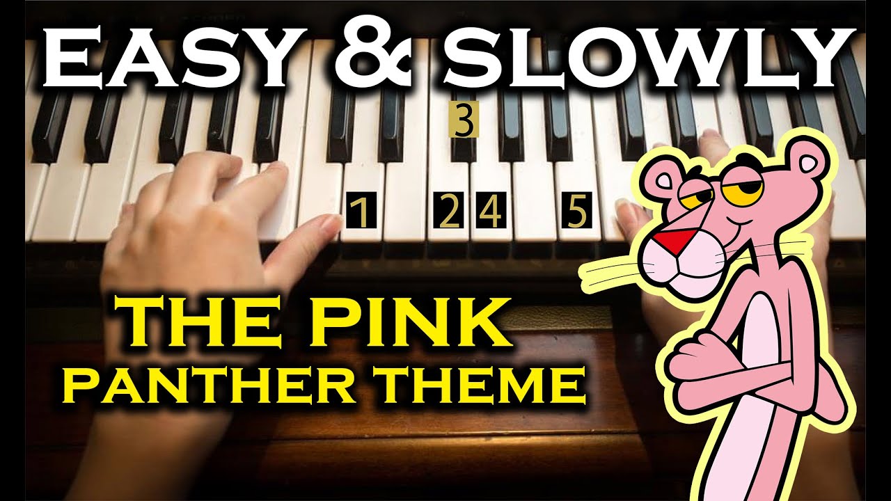 Easy & slowly Piano Tuto | pink panther song - The Pink Panther Theme | Beginner Piano -Number Notes