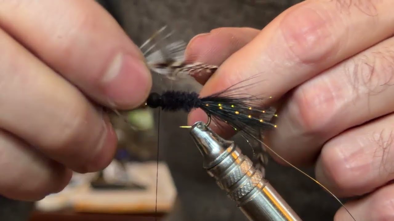 Black original Wooly Bugger Fly Pattern. 