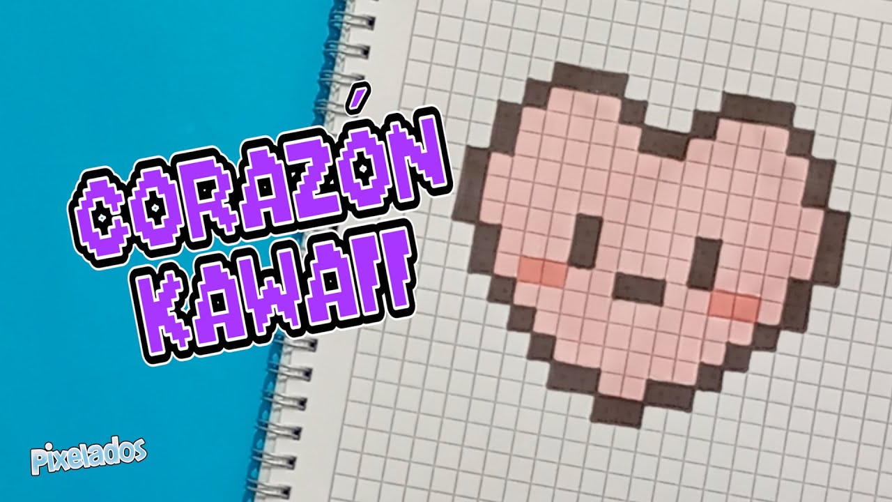 COMO DIBUJAR UN CORAZON KAWAII paso a paso en PIXEL ART - PIXELADOS