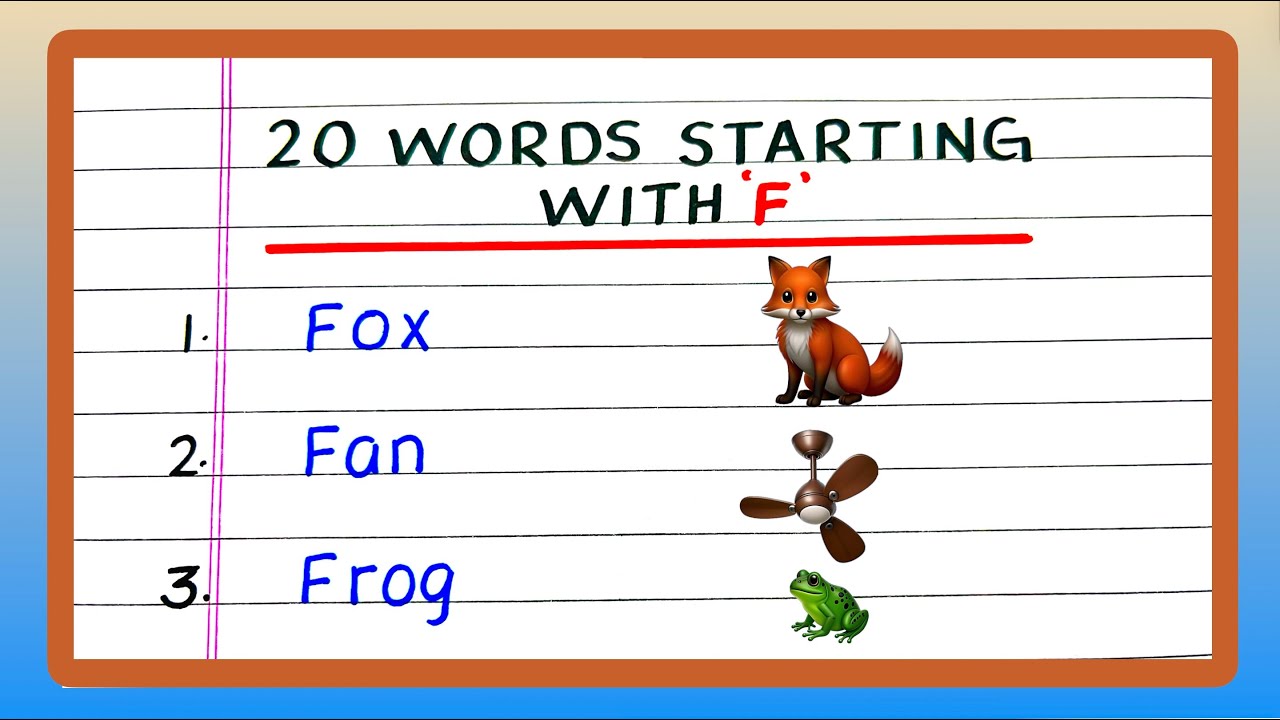 Words Starting with "F" | 20 Words Starting with Letter 'F' | F Beginning Words